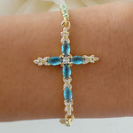 Crystal Everly Cross Bracelet (Turquoise)