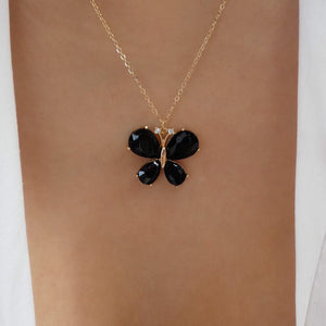 Blakely Butterfly Necklace (Black)