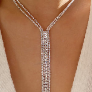 Crystal Gale Drop Necklace (Silver)