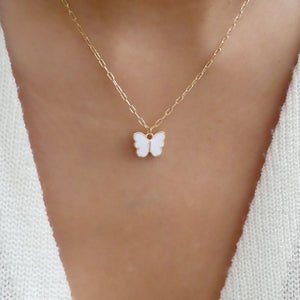 White Brynn Butterfly Necklace