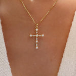Harper Pearl Cross Necklace