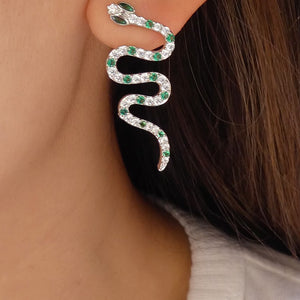 Emerald Julia Snake Earrings (Silver)
