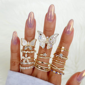 Crystal Barbara Butterfly Ring