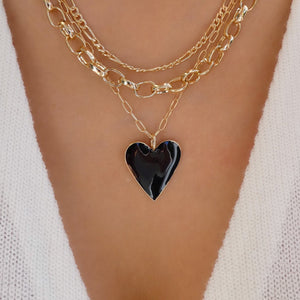Black Heart & Chain Necklace