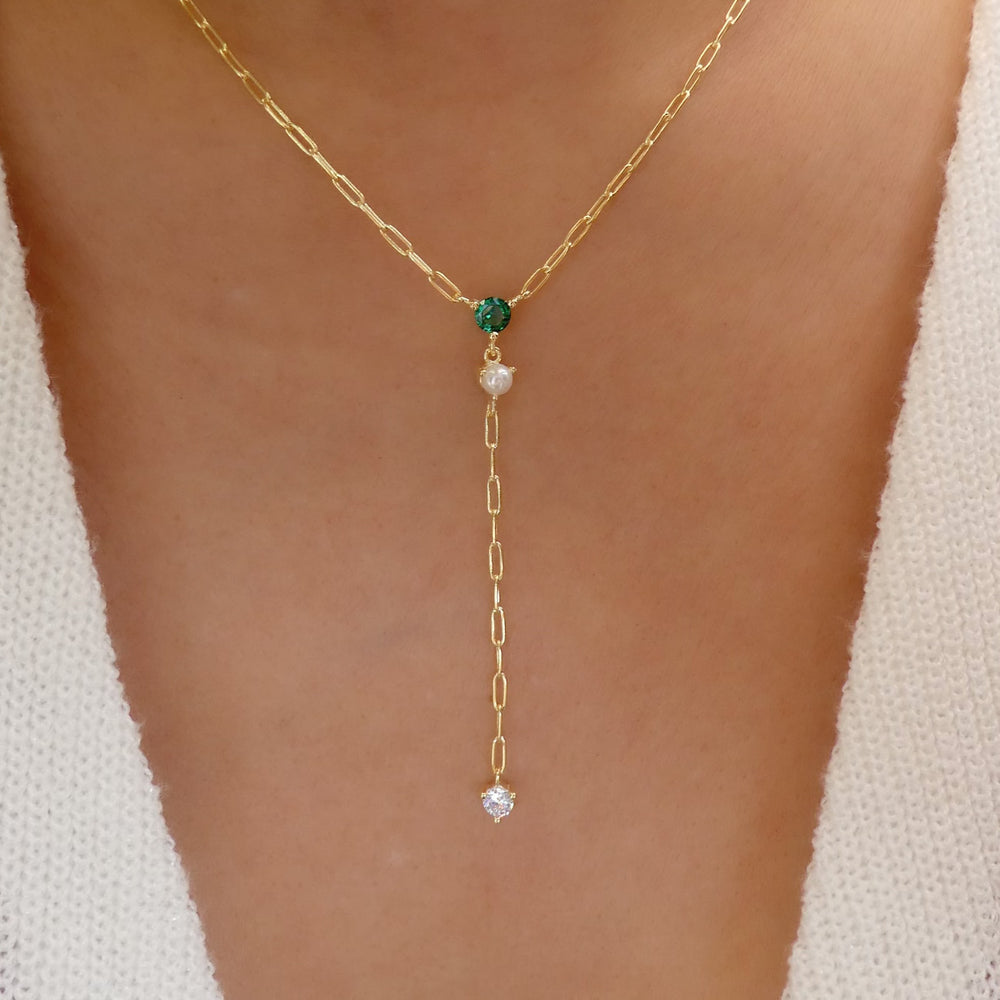 Green Pendant & Pearl Necklace