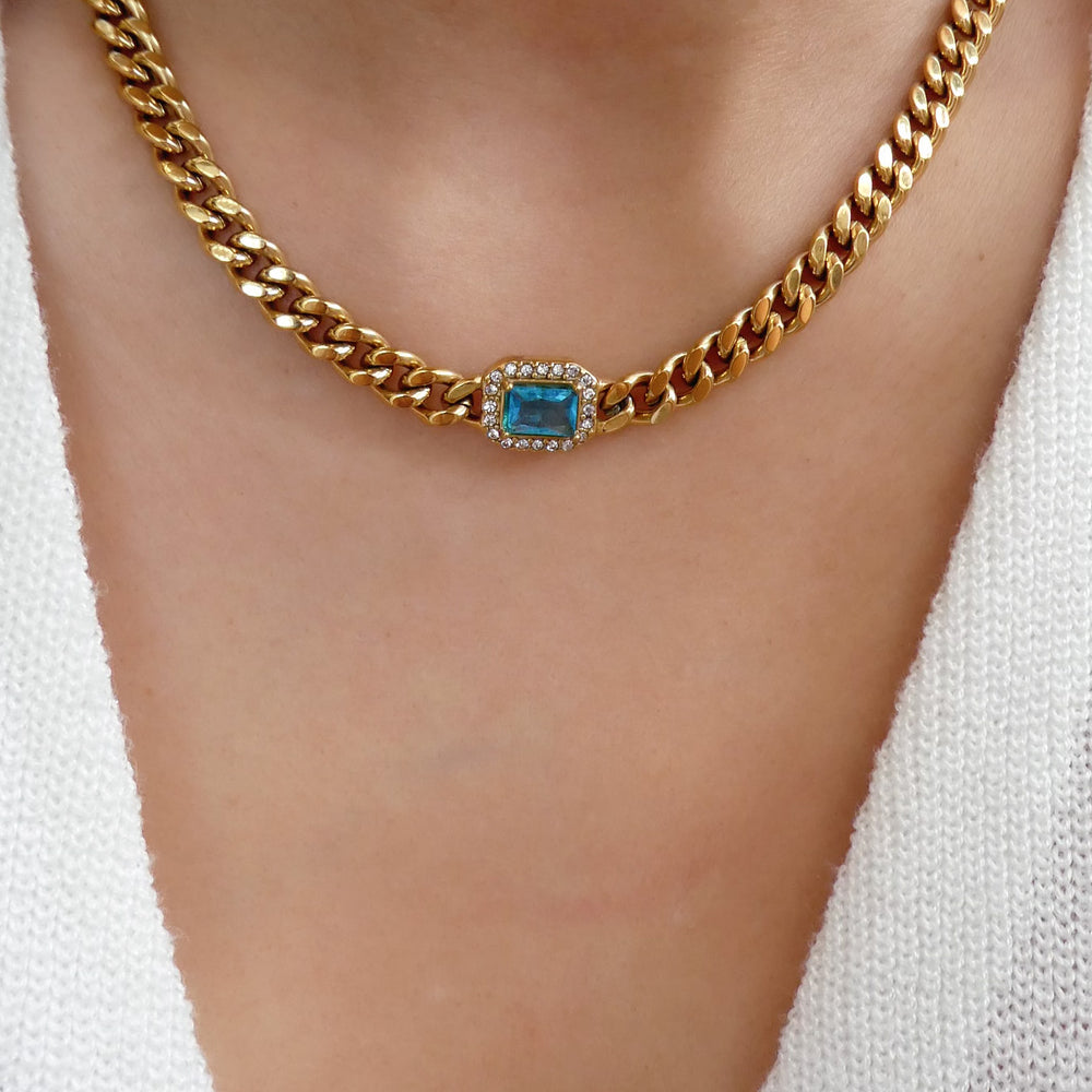 Crystal Phoenix Chain Necklace (Blue)