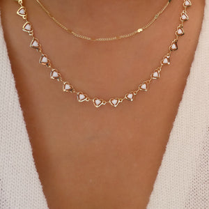White Heart Row Necklace