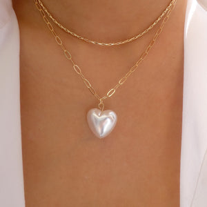 Didi Pearl Heart Necklace Set