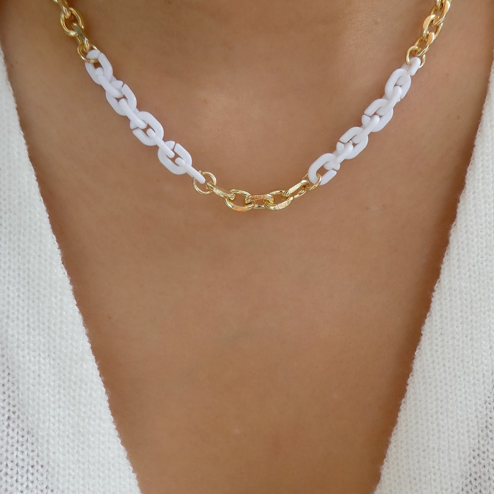 White Link Necklace