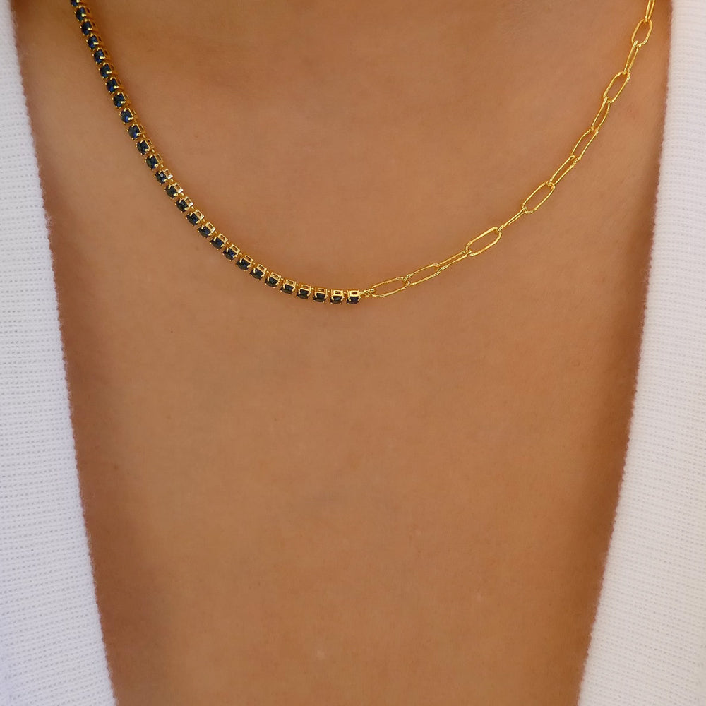 Blue Crystal Chain Necklace