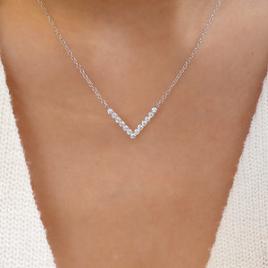 Maisie Crystal V Necklace (Silver)
