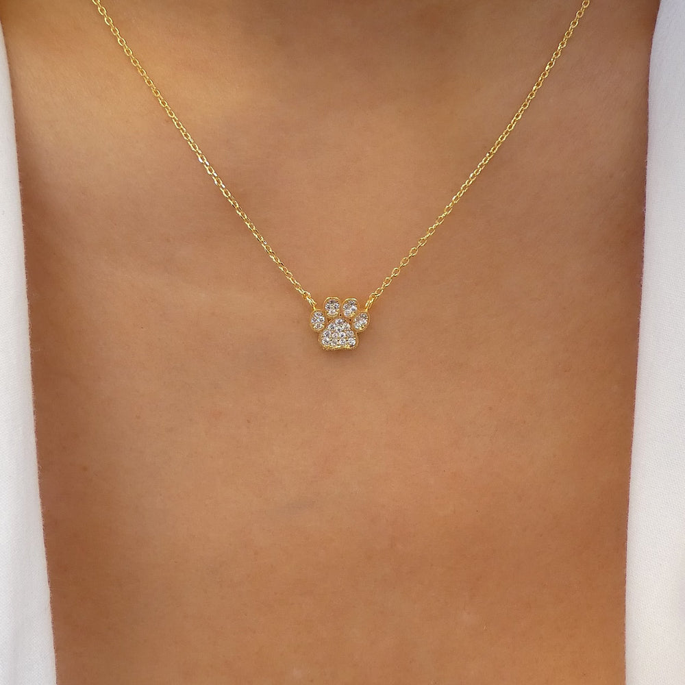 18K Crystal Paw Necklace