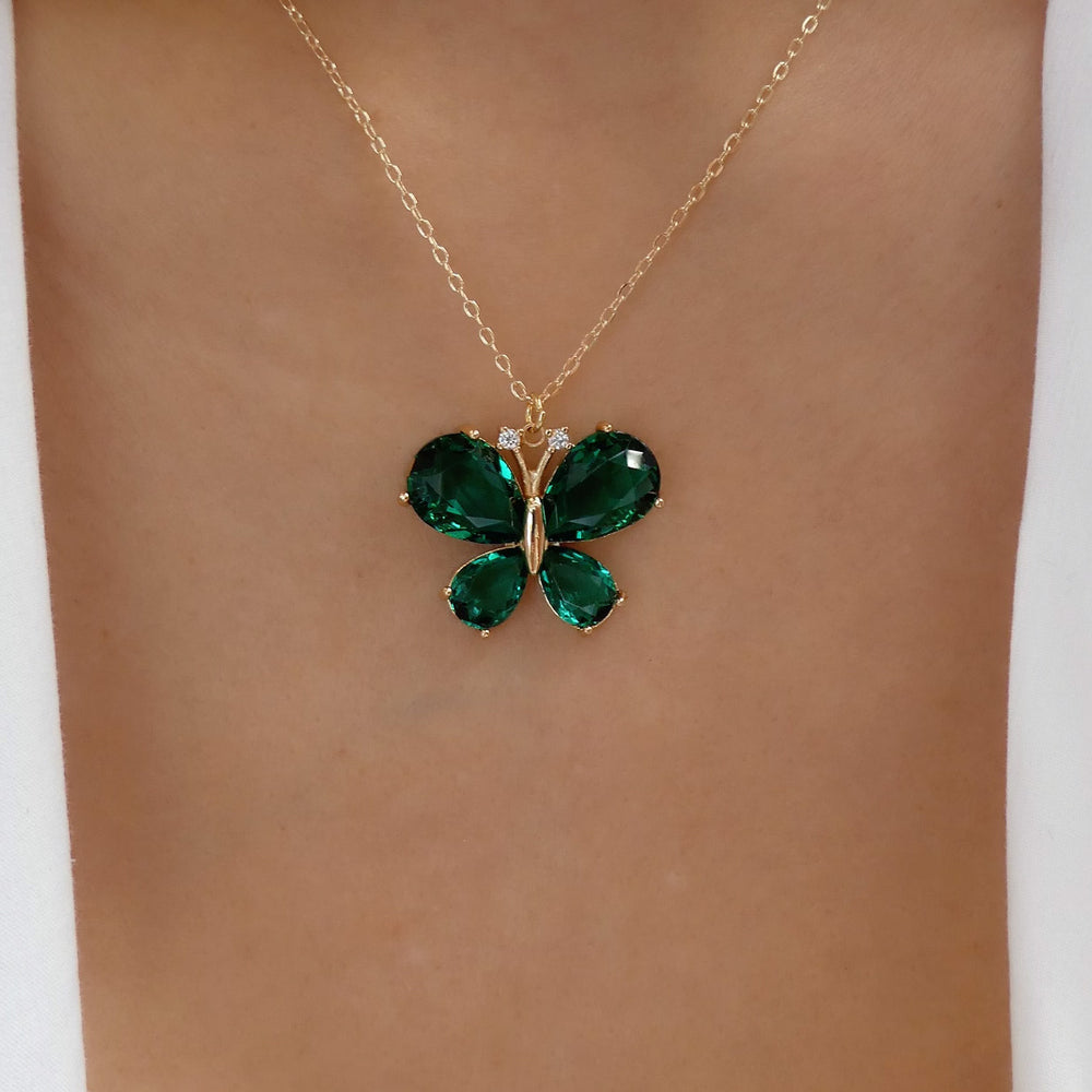 Blakely Butterfly Necklace (Emerald)