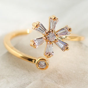 14K Crystal Flower Ring