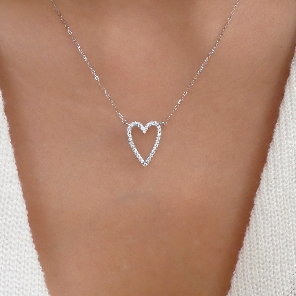 Crystal Kim Heart Necklace (Silver)