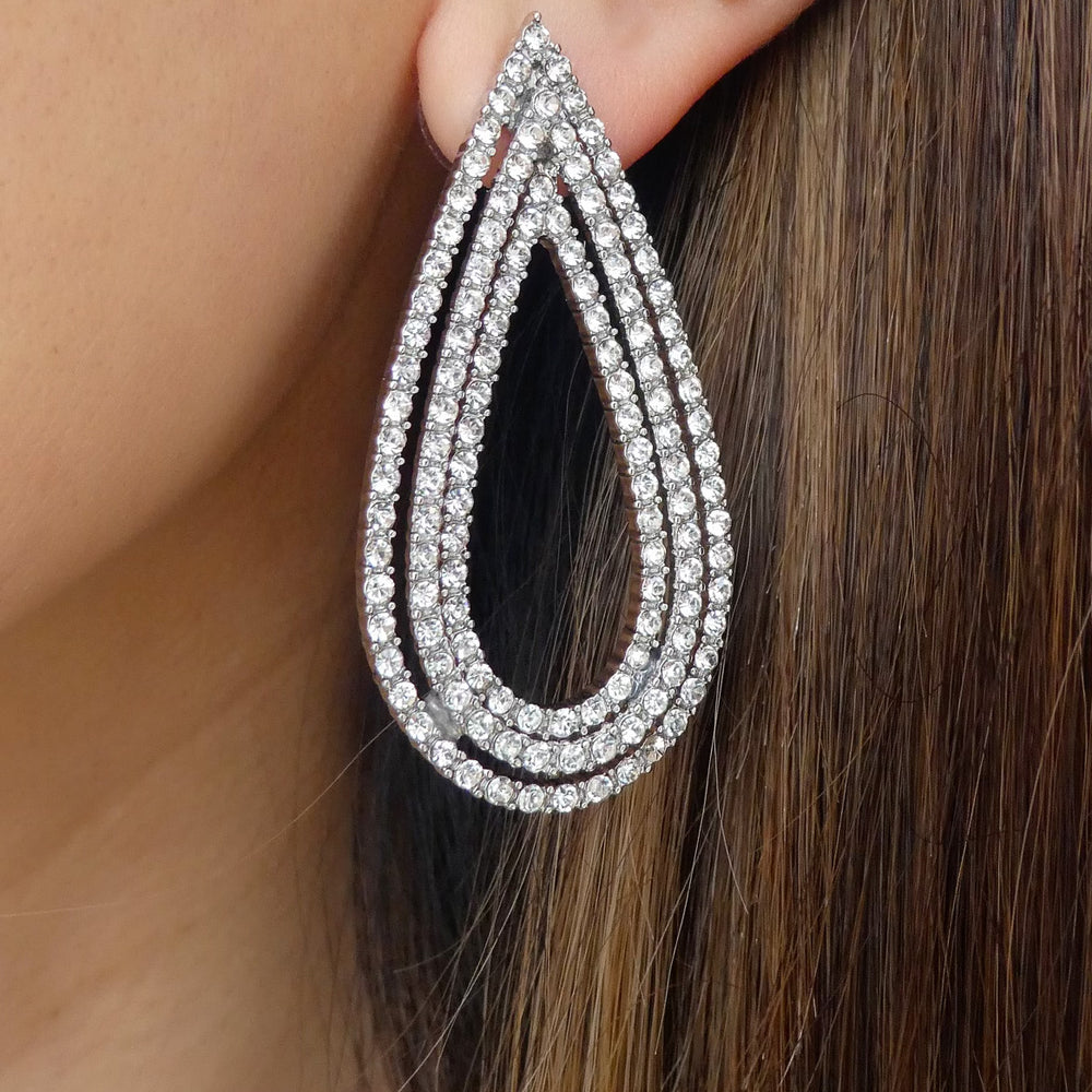 Crystal Elaine Earrings (Silver)