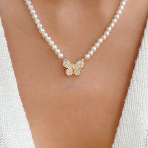 Butterfly Pearl Necklace