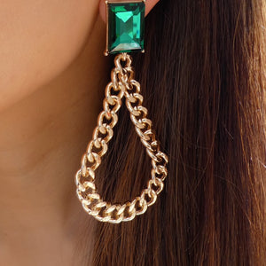 Emerald Roxy Chain Earrings