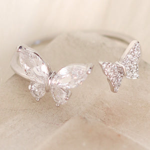 Silver Double Butterfly Ring
