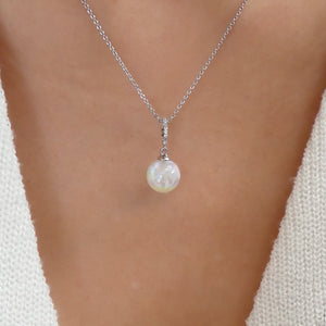 Clover Pearl Necklace (Silver)