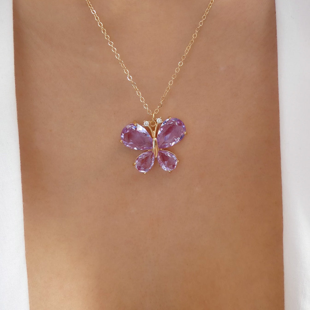 Blakely Butterfly Necklace (Purple)