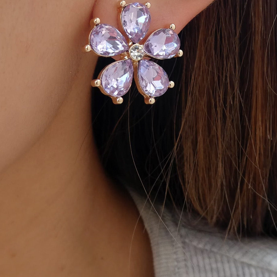 Purple Christy Flower Earrings