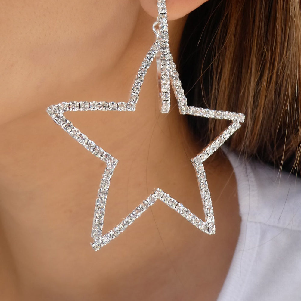 Linete Star Hoops (Silver)