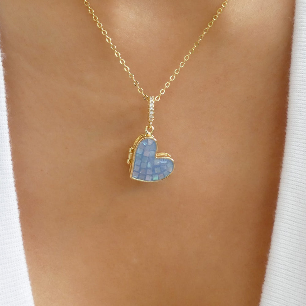 Blue Kellie Heart Necklace