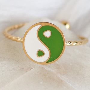 Green Simple Yin & Yang Ring
