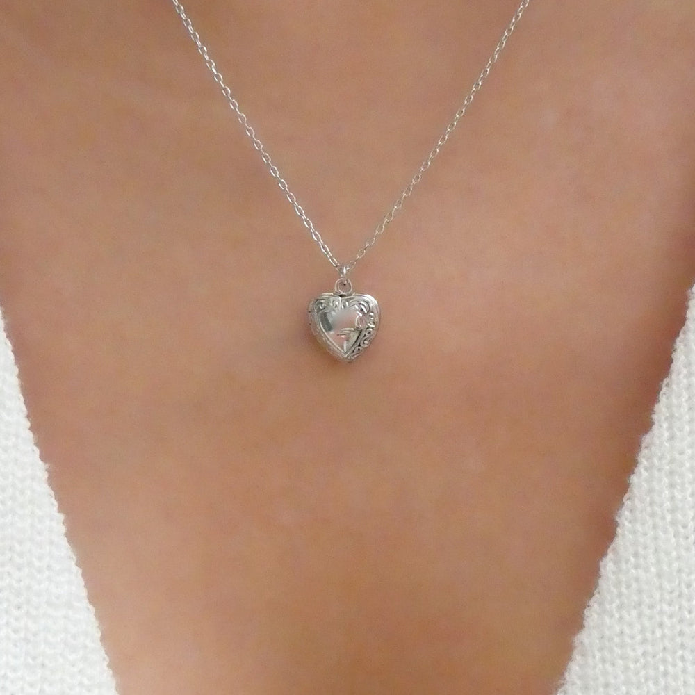 92.5 Silver Heart Shape Locket For Girls - Silver Palace