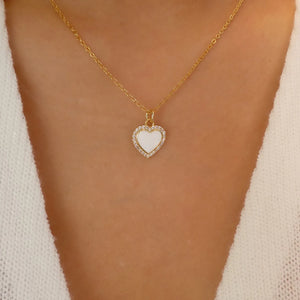 White Piper Heart Necklace