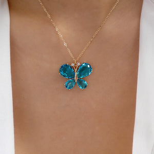 Blakely Butterfly Necklace (Turquoise)