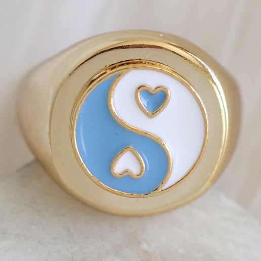 Blue Yin & Yang Ring