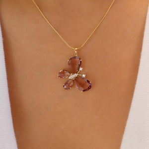 Crystal Gabriella Butterfly Necklace (Purple)