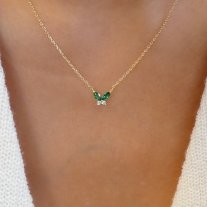 Crystal Georgina Butterfly Necklace (Emerald)