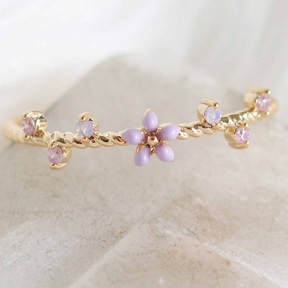 Mini Purple Flower Ring