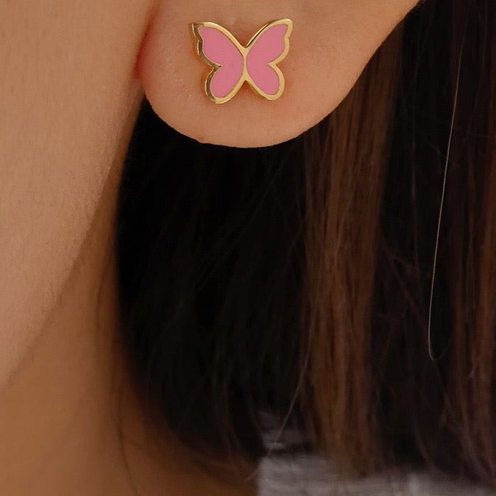 18K Patty Butterfly Earrings (Pink)