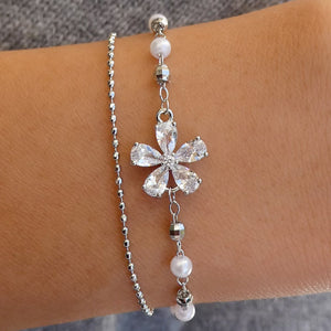 Pearl & Flower Bracelet (Silver)