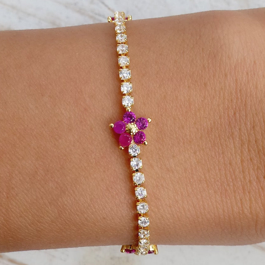 Pink Tika Flower Bracelet