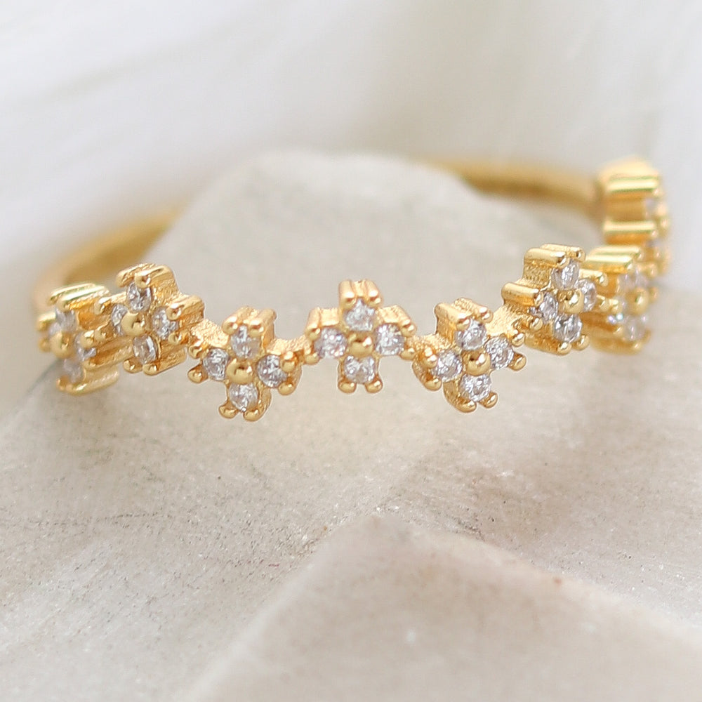 Simple Crystal Row Ring