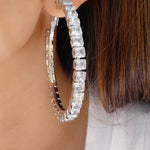 Silver Crystal Eileen Hoops (Small)