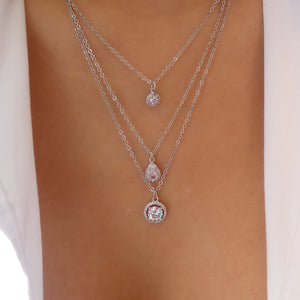Silver Crystal Maria Necklace