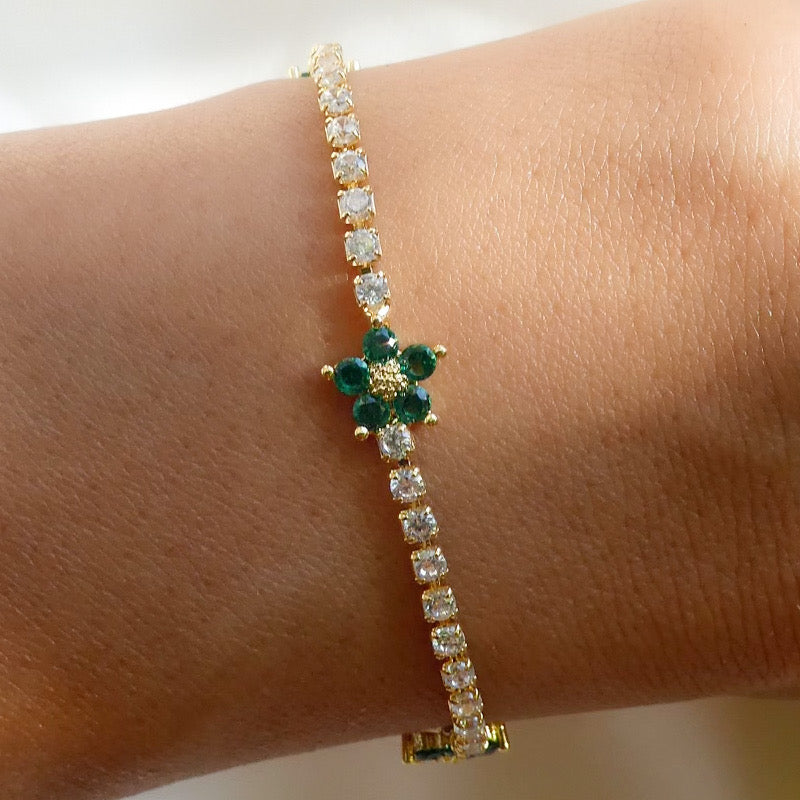 Emerald Tika Flower Bracelet