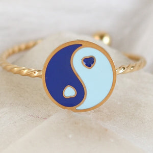 Blue Simple Yin & Yang Ring