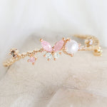 Pink Butterfly & Pearl Ring