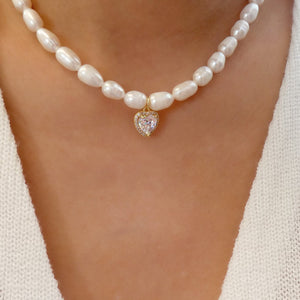 Cady Heart Pearl Necklace