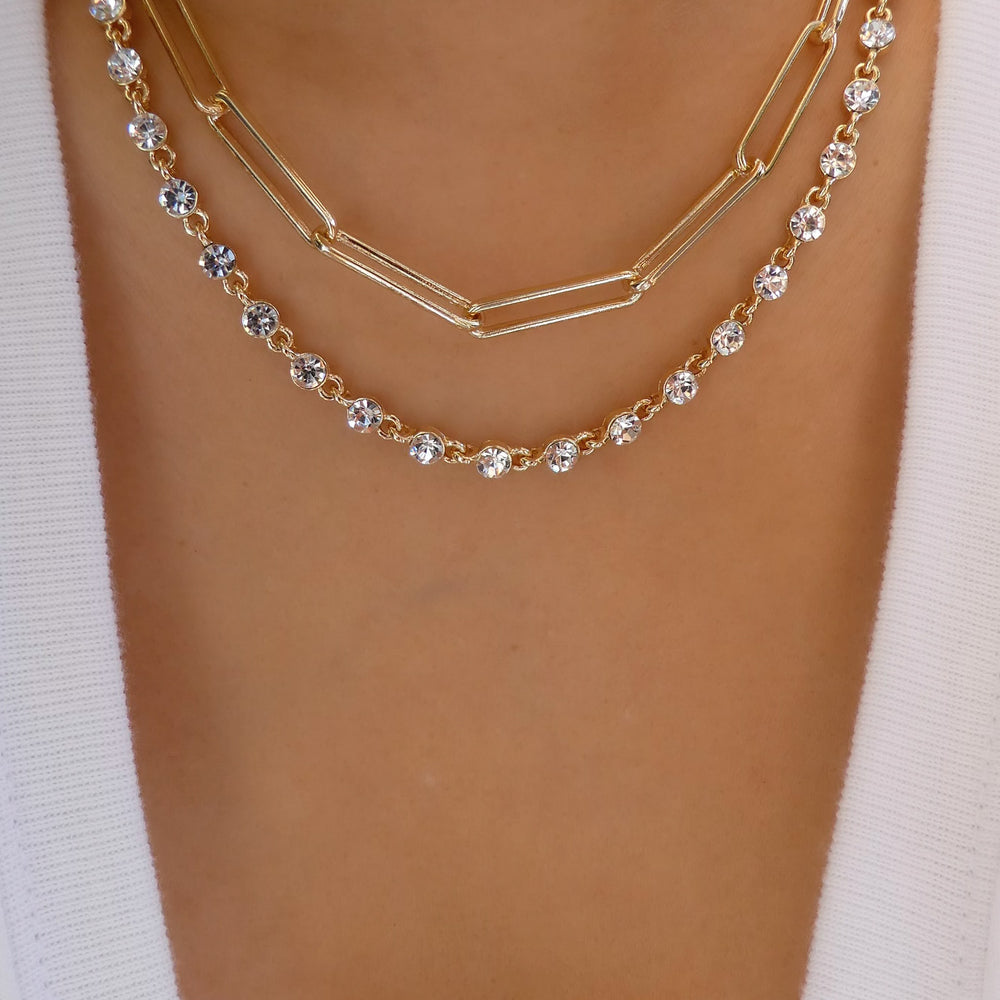 Crystal Grey Link Necklace