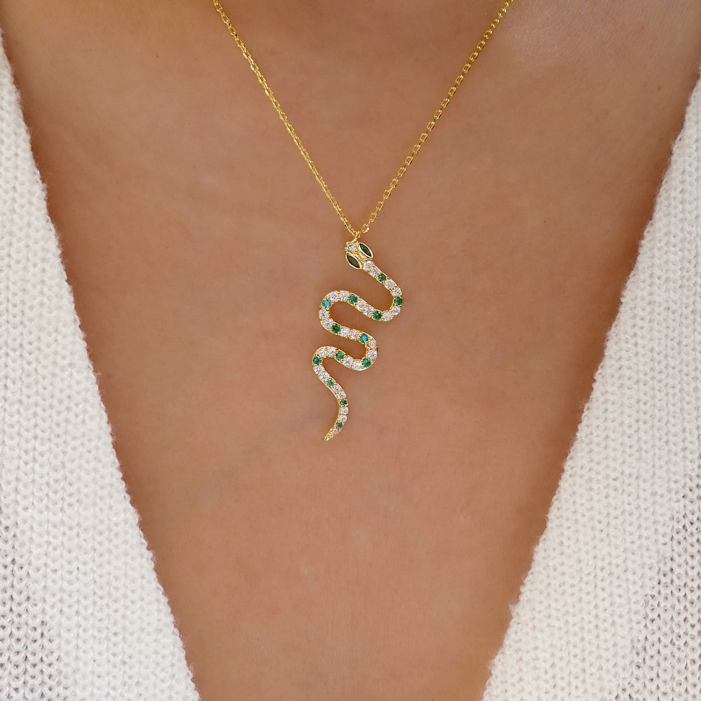 Emerald Lexi Snake Necklace