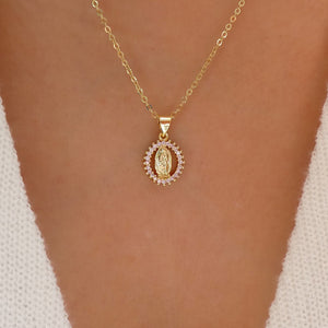 Mini Mary Coin Necklace (Pink)