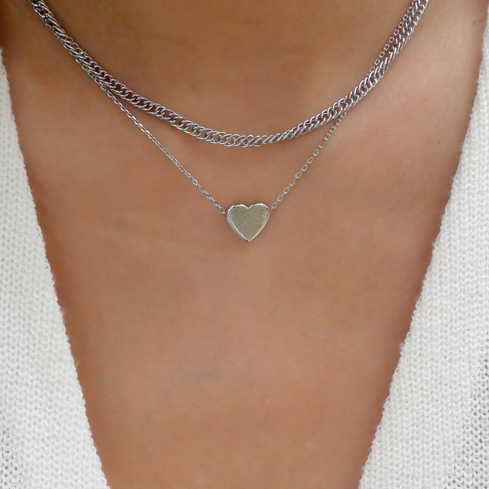 Adriana Heart Necklace (Silver)